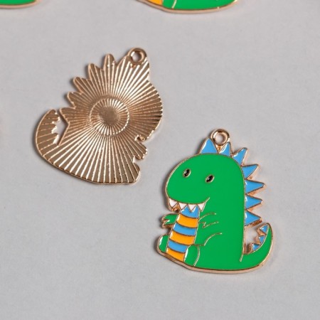 Decor for creativity metal, enamel "Green dragon" gold 2.3x2.8 cm