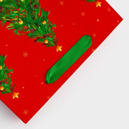 Package Gift New Year Laminated "Christmas trees", 23 x 17.8 x 9.8 cm.-2