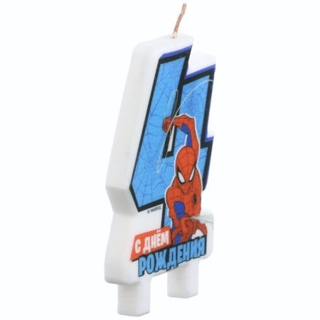 Candle in the cake number 4 "Happy Birthday", Spider-Man, 8.5 × 5 cm-2