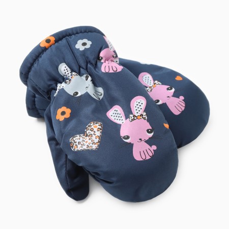 Winter children's mittens minku, dark blue color, 18cm