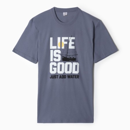 Male T -shirt with print, gray color, size 50