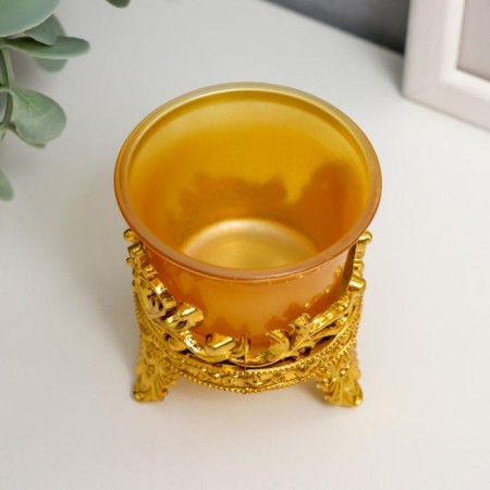 Climber Plastic, glass "Lotus flower" gold 6.5x6x6 cm-3