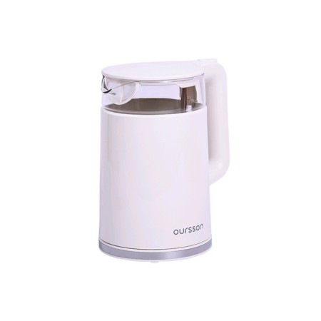 Electric kettle Oursson EK1732W/IV, plastic, glass flask, 1.7 l, 2200 watts, white