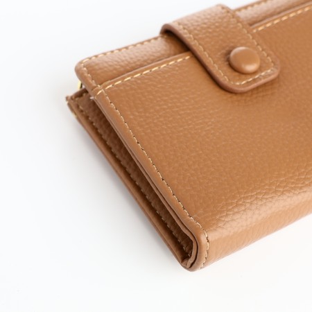 Women's wallet on the button, beige color-2