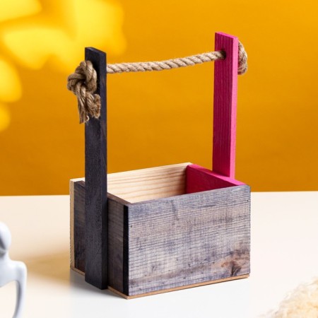 Wooden Kashpo, 15 × 12 × 8.5 (25) cm "Paul and love. Dialogue, style", two -tone-1