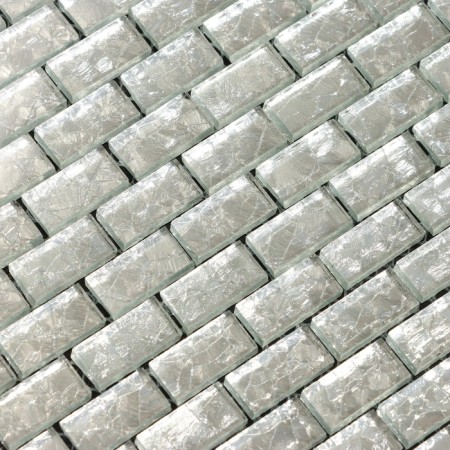 Self -adhesive panel 28*28cm mosaic brick, silver-1
