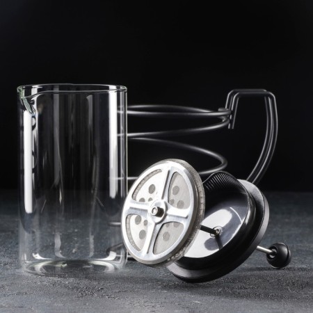 Know -hand teapot French - press "Loft", 800 ml, glass, glass, black color-1