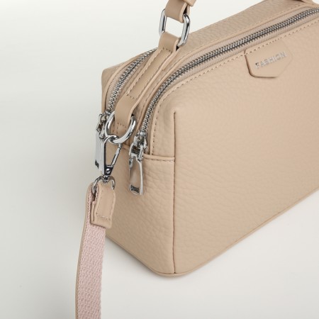 Women's bag with zipper, Textura, average size, beige color-5