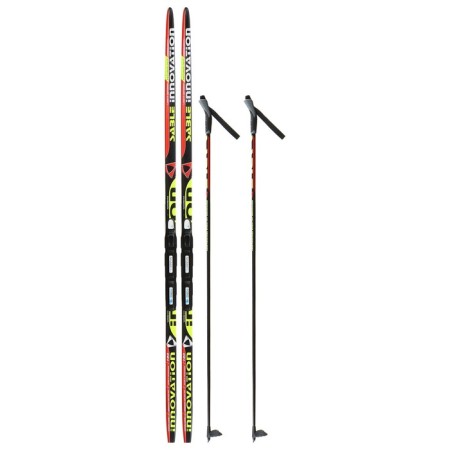 Ski kit: plastic skis 180 cm with a notch, fiberglass sticks 140 cm, SNS mounts, MIX color-16