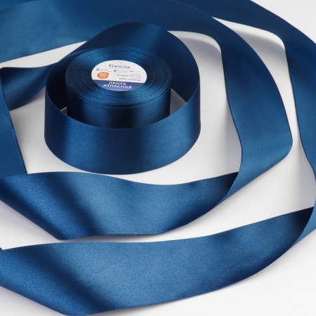 Satin tape, 50 mm × 33 ± 2 m, color blue No. 095
