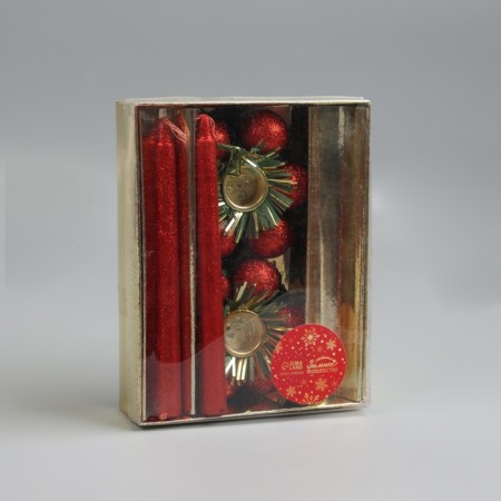New Year's candle with the candlestick "Balls" (set 2 pcs) 15 cm-3