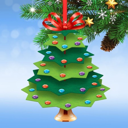New Year's toy of felt "New Year! Christmas tree with a bell "-1