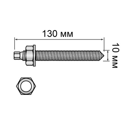 The stud "tundra", for a chemical anchor, thread M10, 130 mm, 2 pcs-5