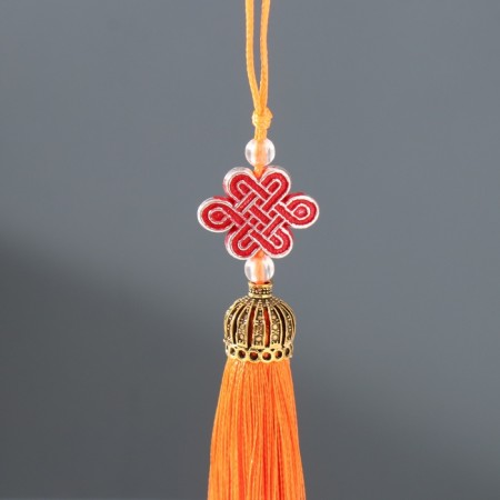 Suspension textiles, plastic "Knot of happiness and infinity" Orange 0.7x1x9.5 cm-1
