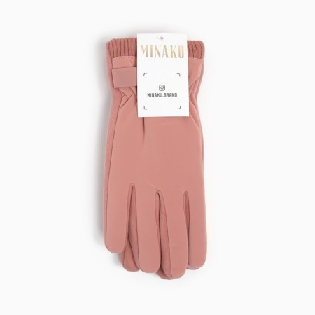 Gloves Female two -layer minku waterproof, size 6.5, pink color-4