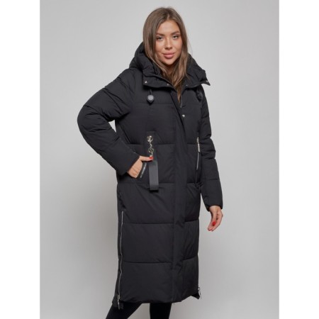 Coat insulated winter female, size 42, black color-3