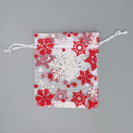 Bag Gift Organza "Snow History", 10 x 12 cm +/- 1.5 cm, New Year-4