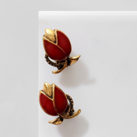 Clips "Flower" tulip, red color in black gold-1