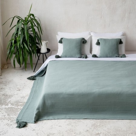 Shifu bedspread, size 220x240 cm, green color-1
