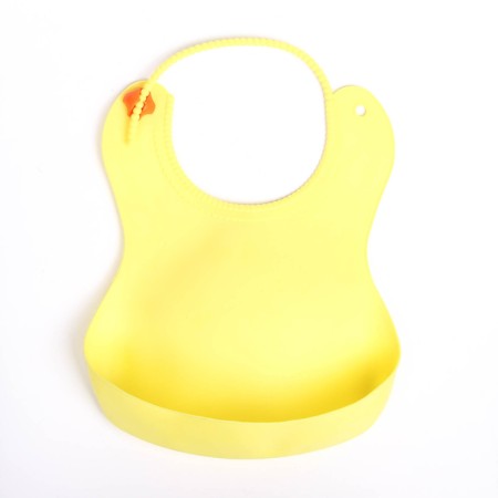 Bibslate for feeding silicone with pocket, yellow color