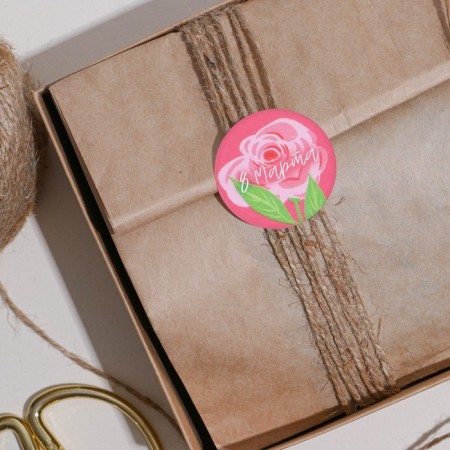 Stickers for gifts and flowers "March 8", 9 x 16 cm-4