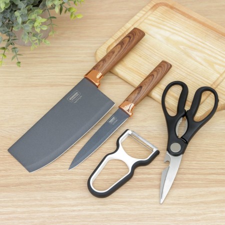 A set of kitchenenies Bobssen, 4 items: knives 12.5 cm, 20.5 cm, scissors, metal vegetable vegetables