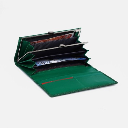 Women's wallet on magnets, green color-2