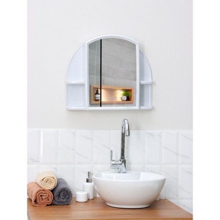 Bathroom cabinet with a mirror "Orion", color white marble-3