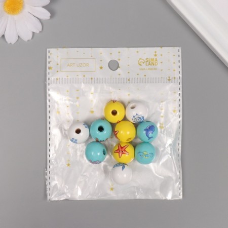Beads for creativity tree "Sea residents" set of 10 pcs 1.6x1.6x1.6 cm-3