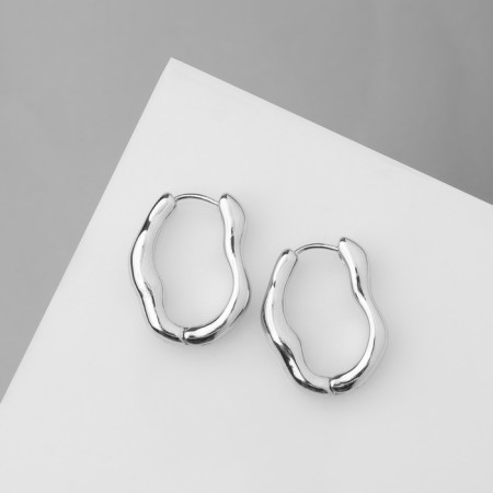 Earrings Metal "Bohemia" Virazh bend, color silver-1