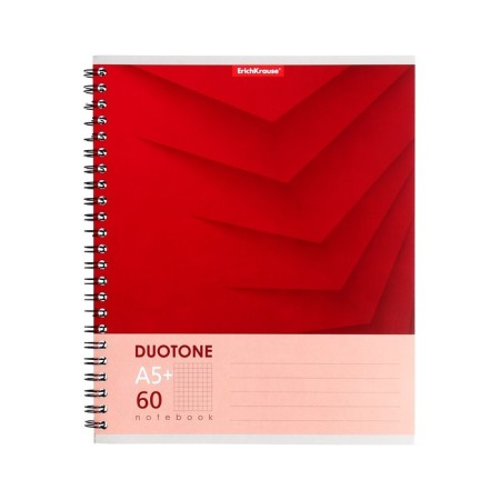 A notebook of 60 sheets in a cage on a spiral Erichkrause Duotone Next, cover coated cardboard, hard substrate, offset unit, white 100%, mix-2