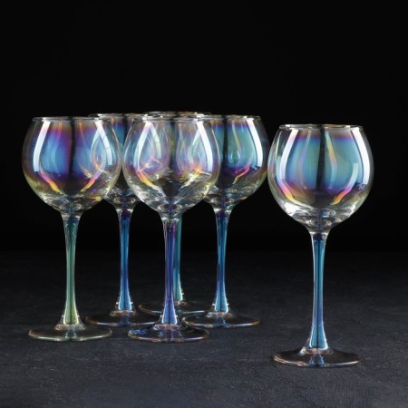 A set of glasses for the wine "Rainbow", 280 ml, 6 pcs, pearly color