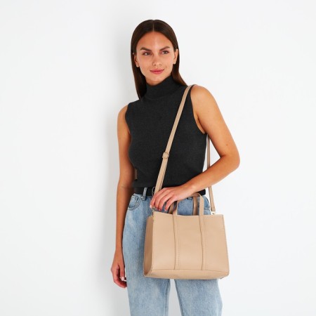 Bag Female Tout with zipper, beige color-7