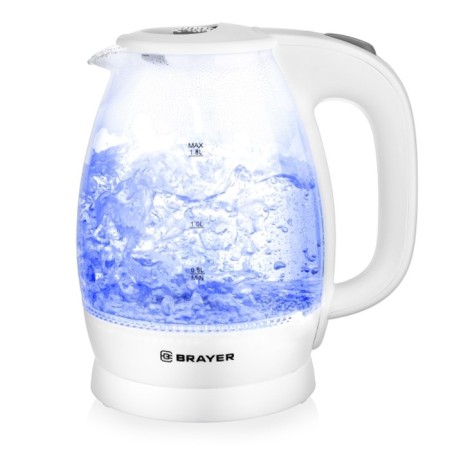 Electric kettle Brayer 1013BR-WH, glass, 1.8 l, 2200 watts, white