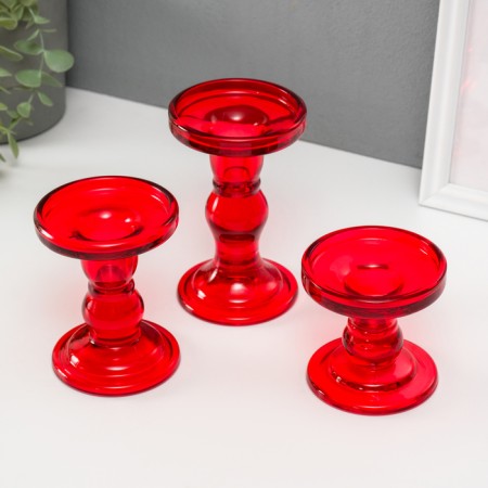 Glass "Kremanka" Red Set 3 pcs h- 8.5, 11.4, 14x8.5x8.5 cm-2
