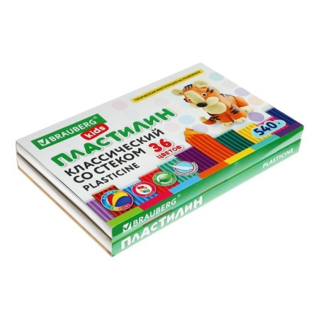 Plasticine 36 -ZV 540g Brauberg Kids, with a stack. High quality-3