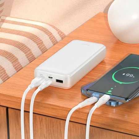 External battery Hoco J111A, 20,000 mAh, 2 USB, 2 A, display, white-3