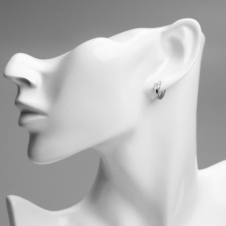 Earrings with rhinestones Xuping Troop, white color in silver-2