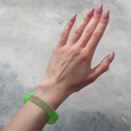 Silicone bracelet "Flexer", green color with purple-1