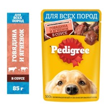 Wet Pedigree food for dogs, beef/lamb in sauce, spider, 85 g