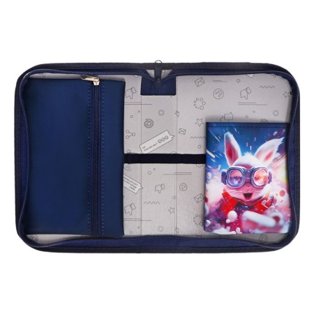 Penal 1 section 140 x 210 x 40 mm, folding pocket and cosmetic bag, fabric, calligrata topontent "Super Hare"-3