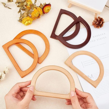 Handles for the bag wooden, 12 × 8.5 cm, 2 pcs, dark brown color-7