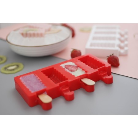 Form for ice cream shares "Monica", silicone, 19.5 × 11 cm, 4 cells (6.7 × 3.2 cm), color mix-10