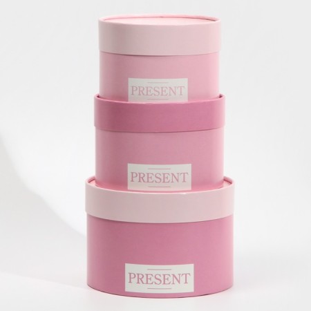 Set of hats 3 in 1, gift packaging, “delicate colors”, 16 x 10, 14 x 9, 13 x 8.5 cm-2