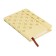 The diary is low, A6 format, 100 sheets, cage, beige leatherette cover, elastic band 10710