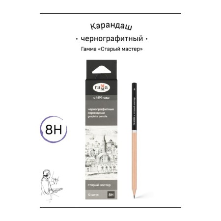 Pencil b/g Gamma "Old Master", 8h, sharpened 170322_8h-1