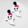 Acryl Earrings "Ghost" with a bow, white-pink color in ferrous metal