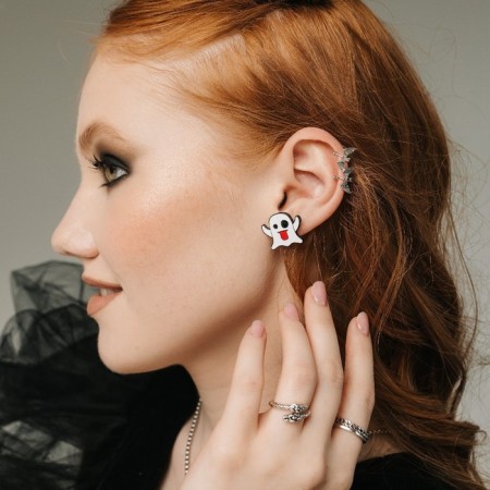 Earrings "Kuffa" bat, silver color-4
