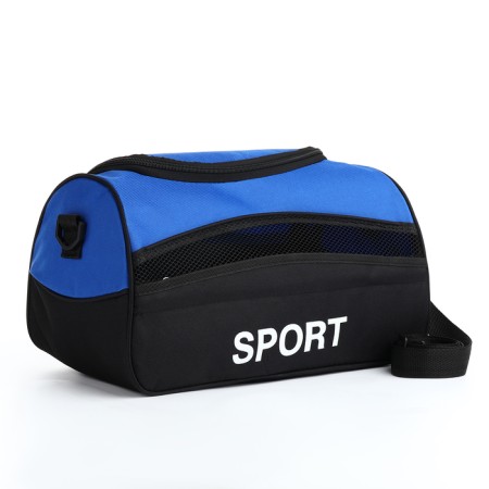 Sports bag with lightning, external pocket, long belt, blue/black color