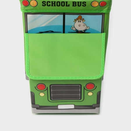 Stellyer box for storage with a lid of the school bus, 55 × 26 × 32 cm, 2 compartments, color green-4